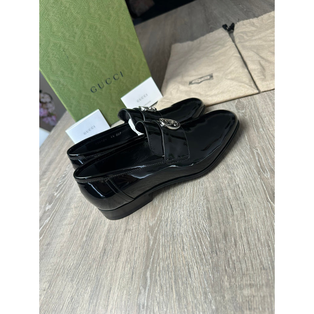 Gucci Mocassins en cuir verni Jordaan Noir 37.5