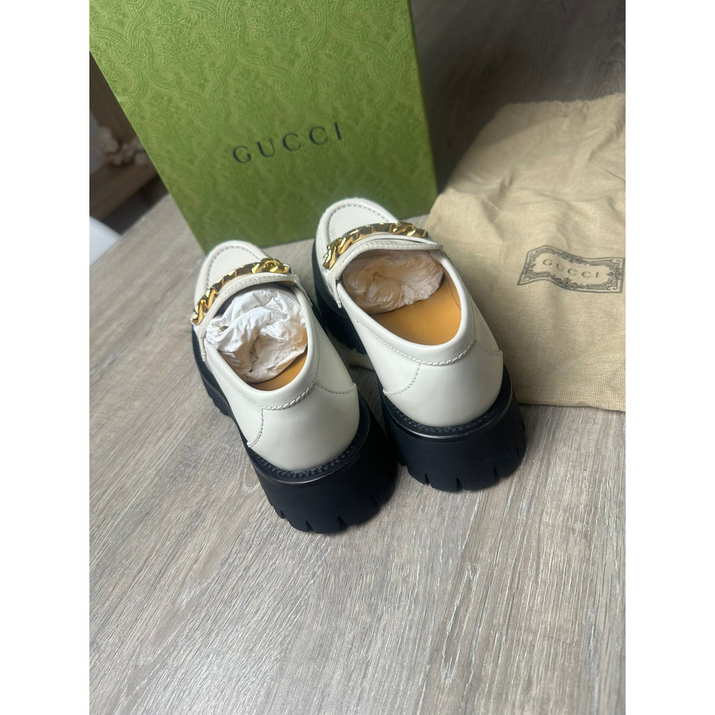 Gucci Mocassins en cuir Jordaan Blanc 37