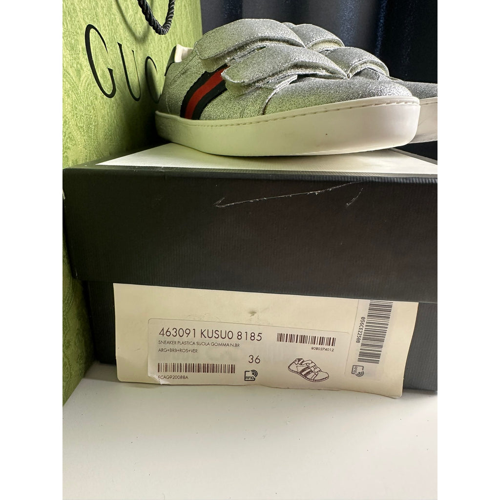 Gucci Baskets en cuir Ace Argenté 36