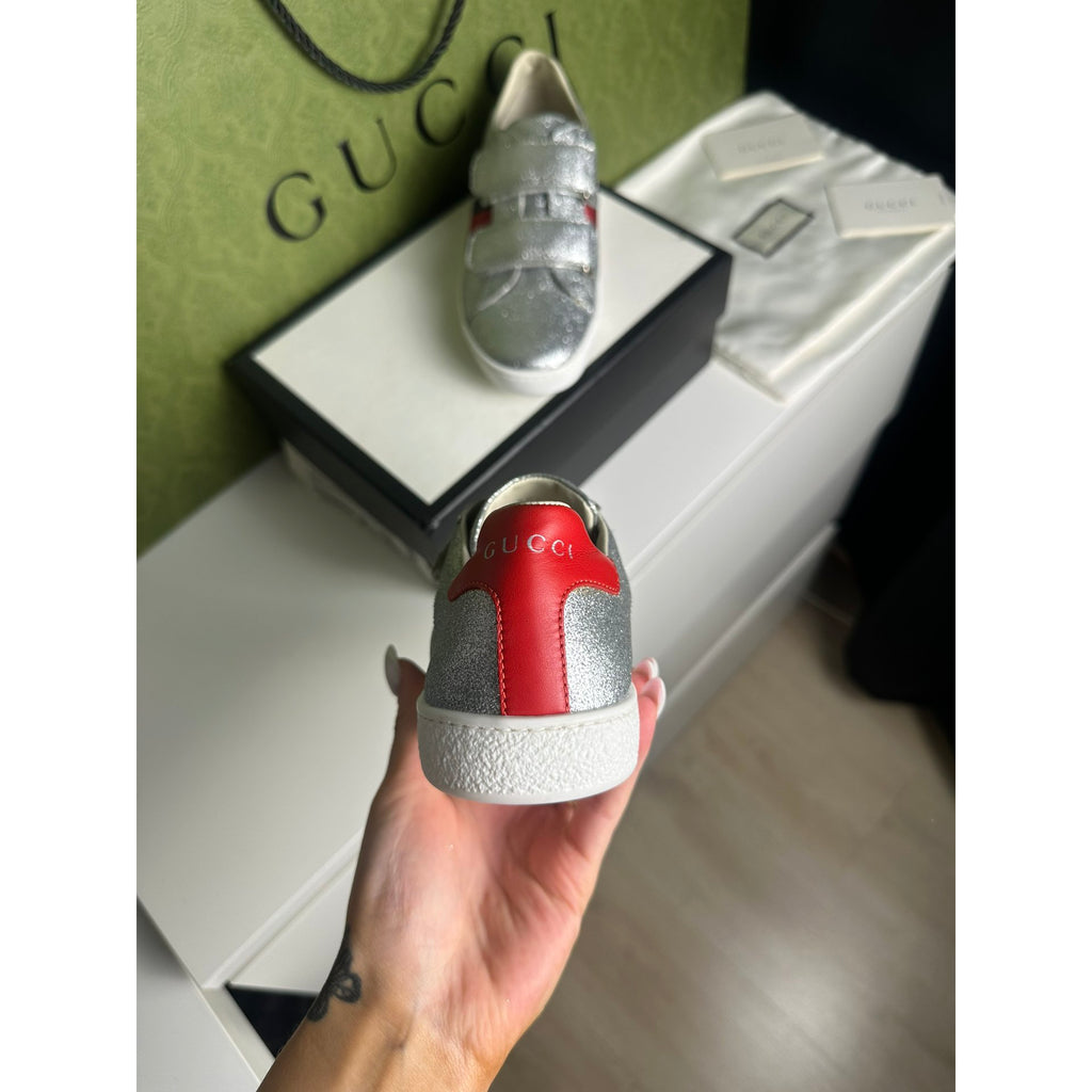 Gucci Baskets en cuir Ace Argenté 36