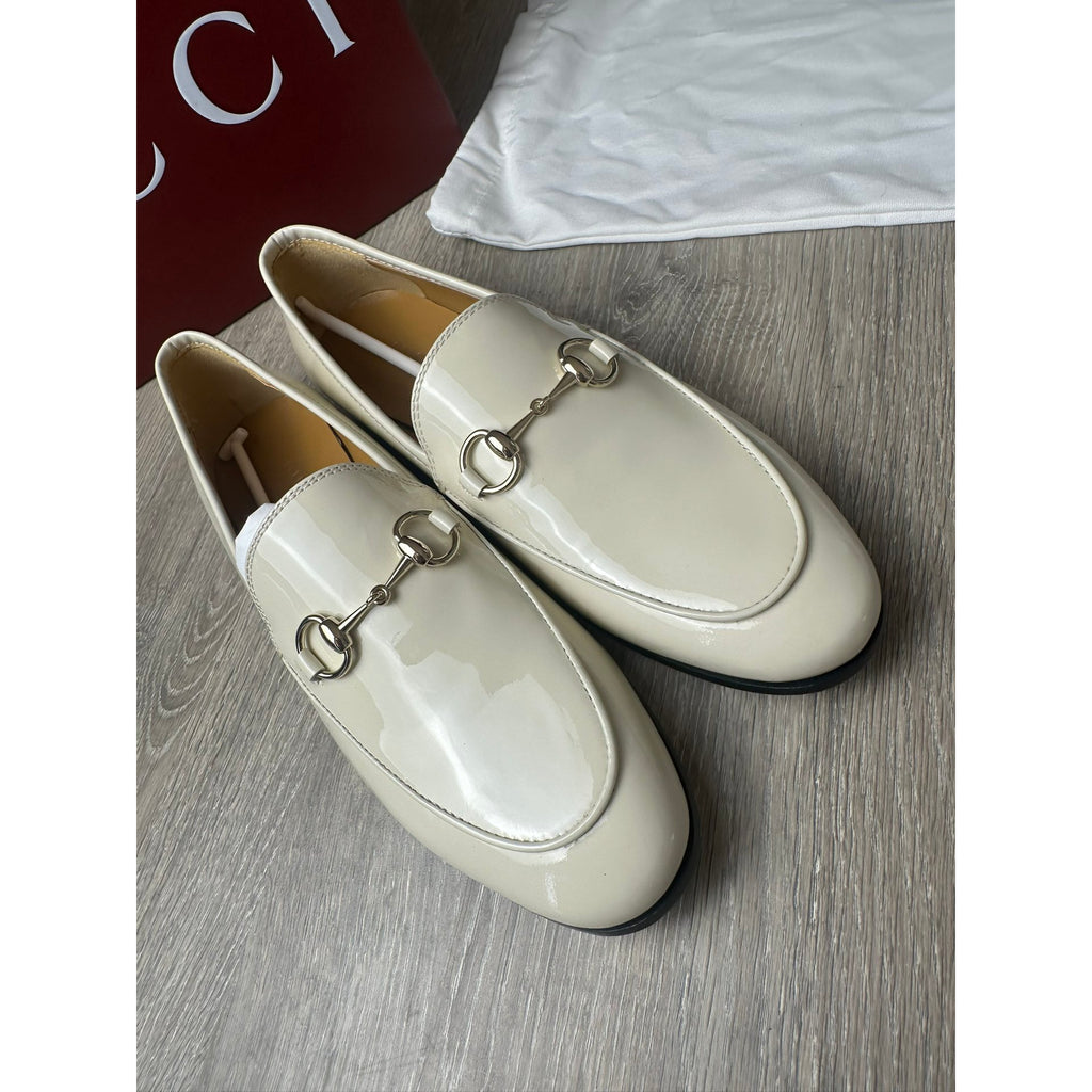 Gucci Mocassins en cuir verni Jordaan Blanc 37