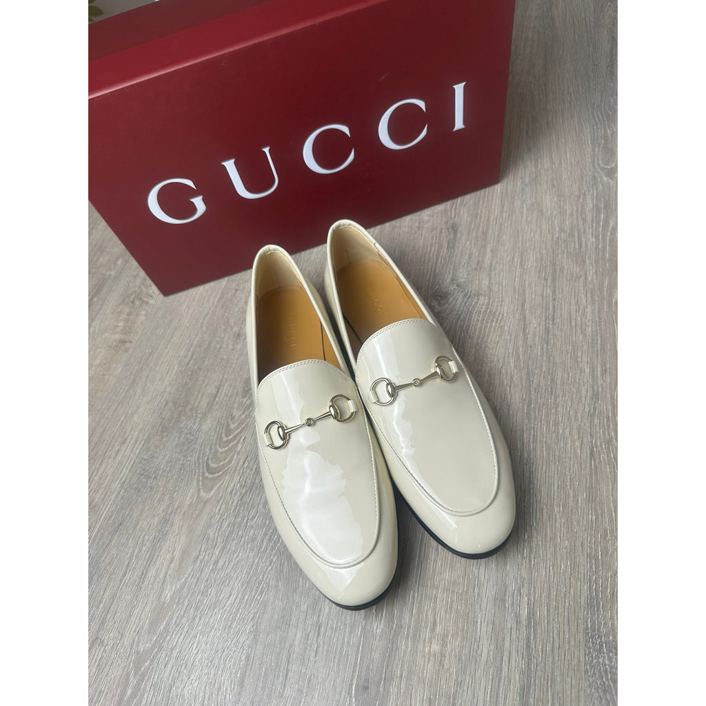 Gucci Mocassins en cuir verni Jordaan Blanc 40.5