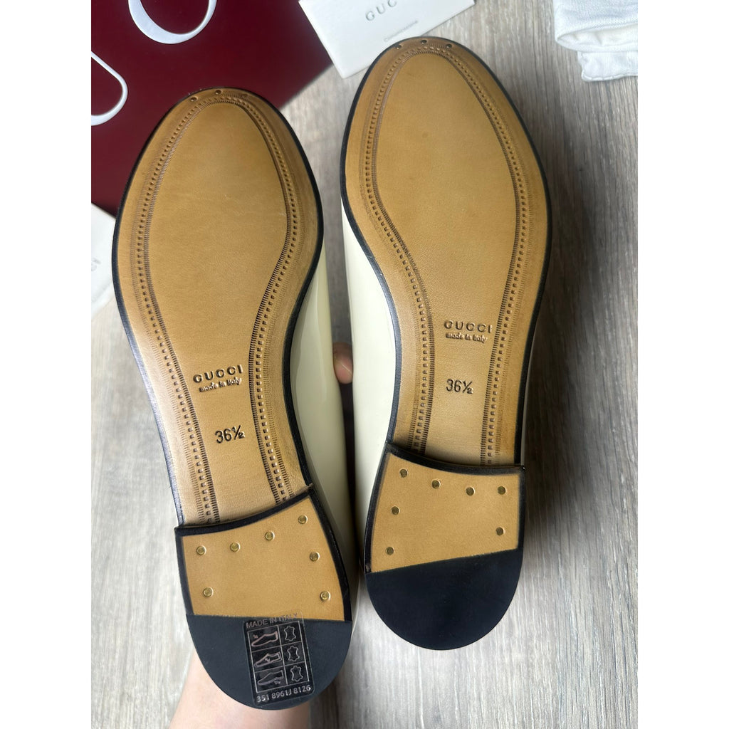 Gucci Mocassins en cuir verni Jordaan Blanc 36.5