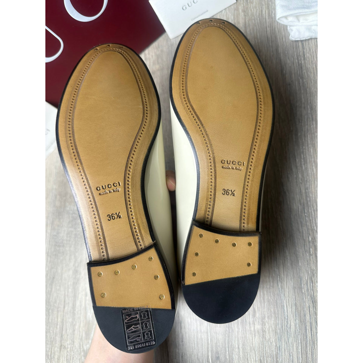 Gucci Mocassins en cuir verni Jordaan Blanc 36.5