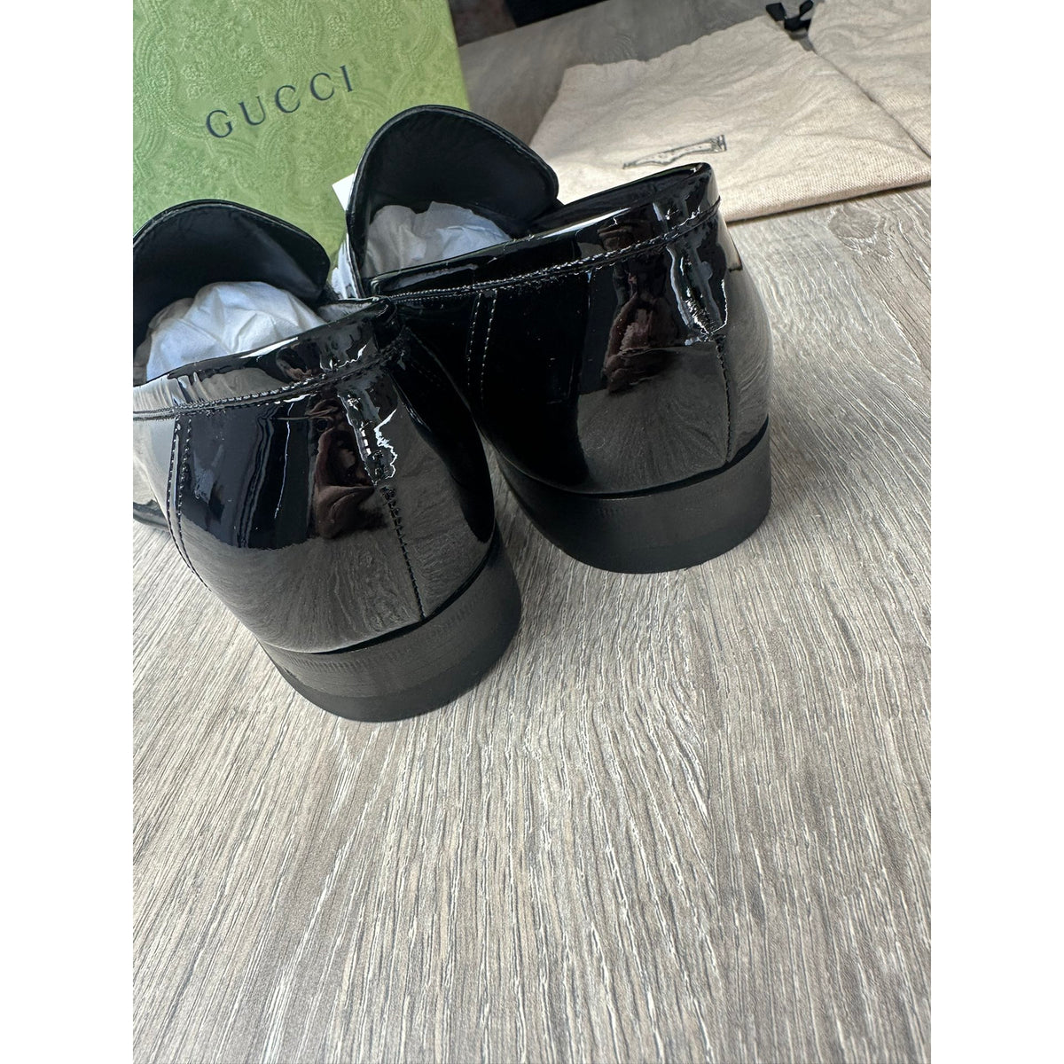 Gucci Mocassins en cuir verni Jordaan Noir 37.5