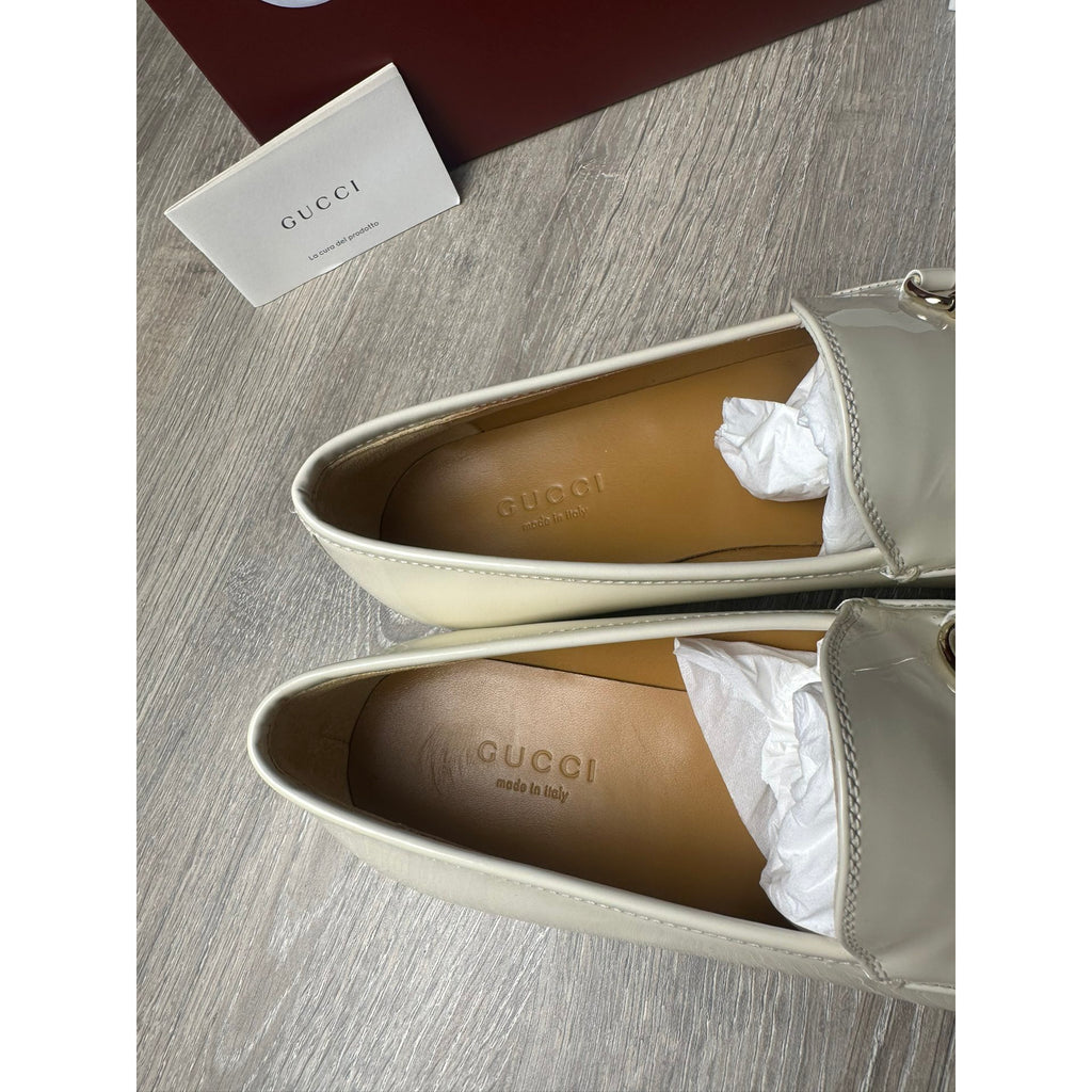 Gucci Mocassins en cuir verni Jordaan Blanc 36.5