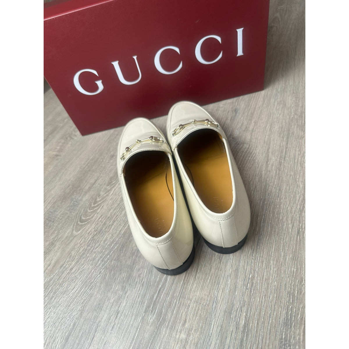 Gucci Mocassins en cuir verni Jordaan Blanc 40.5