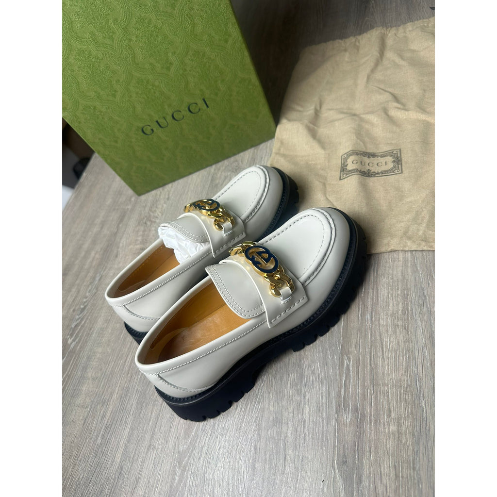 Gucci Mocassins en cuir Jordaan Blanc 37