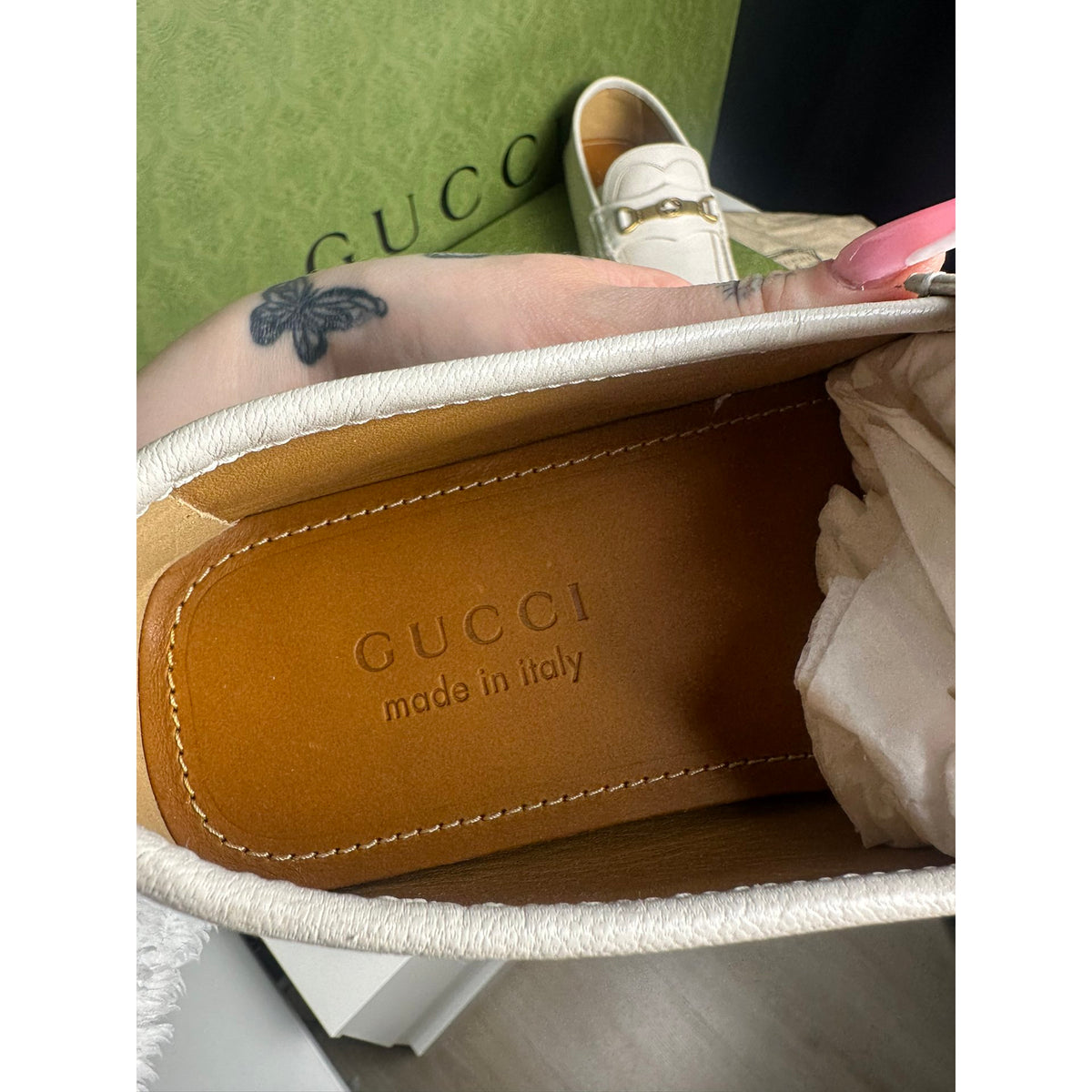 Gucci Mocassins en cuir Jordaan Beige 7.5