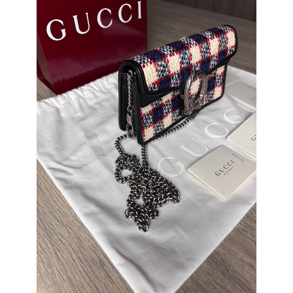 Gucci Sac bandoulière en cuir Dionysus Super Mini Bleu Largeur 16.5 cm, Hauteur 10 cm, Profondeur 4 cm