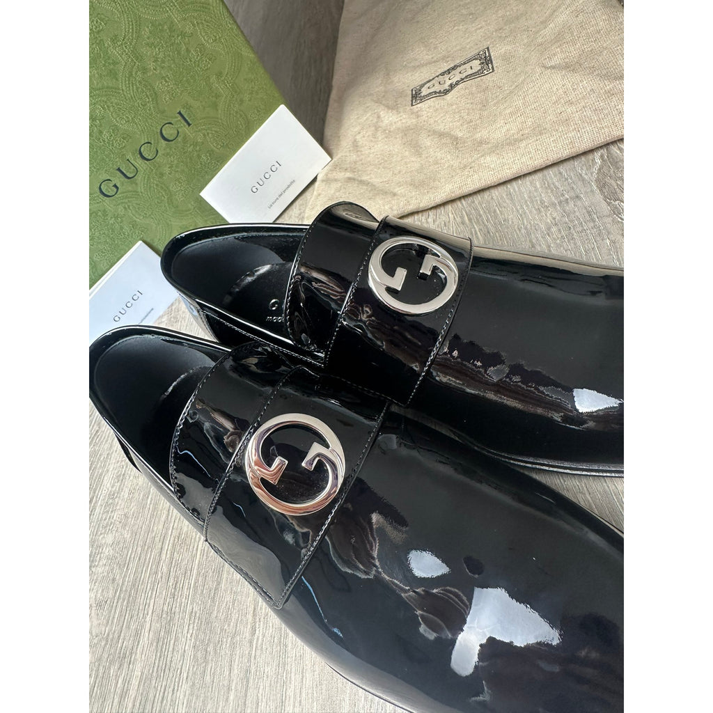 Gucci Mocassins en cuir verni Jordaan Noir 37.5