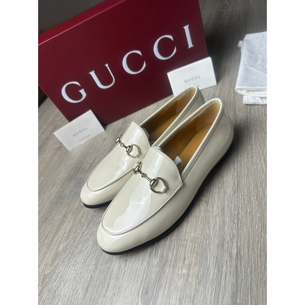Gucci Mocassins en cuir verni Jordaan Blanc 36.5