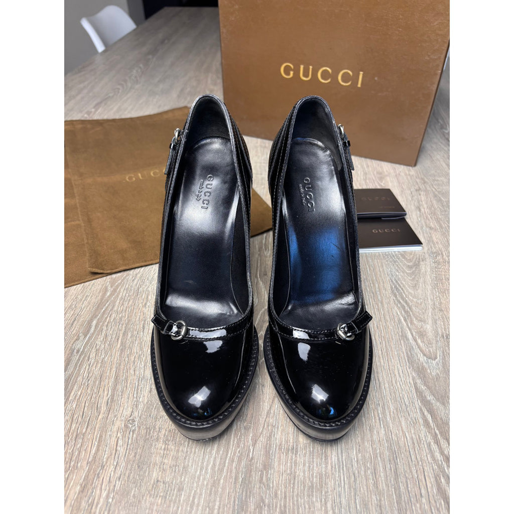 Gucci Escarpins en cuir verni Gucci Signoria Noir 37