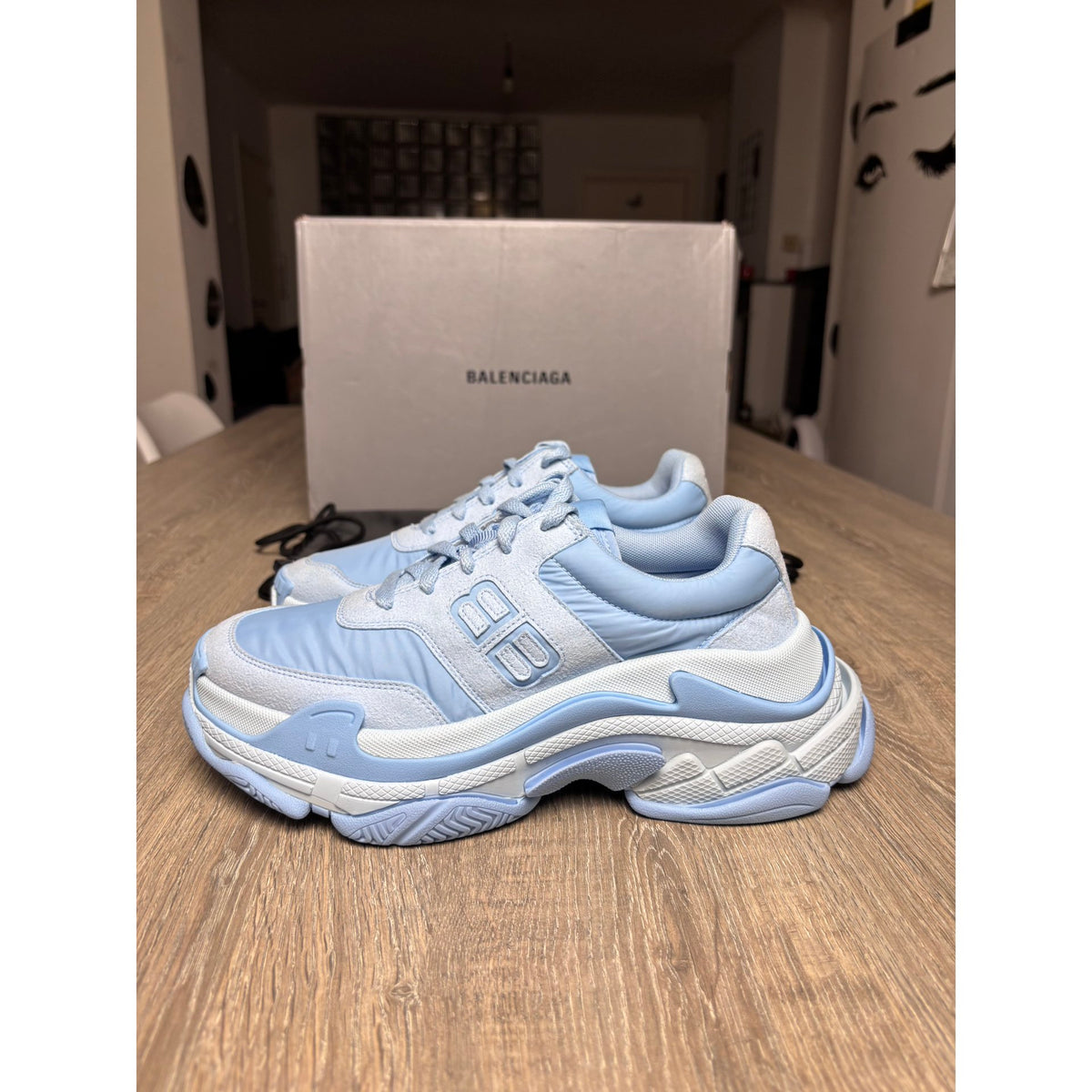 Balenciaga Baskets en toile Triple S Bleu 38