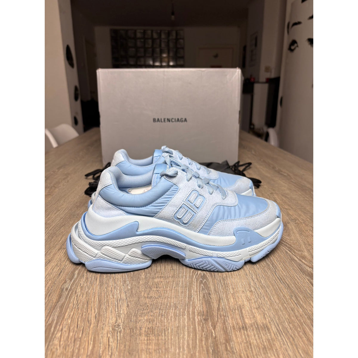 Balenciaga Baskets en toile Triple S Bleu 38
