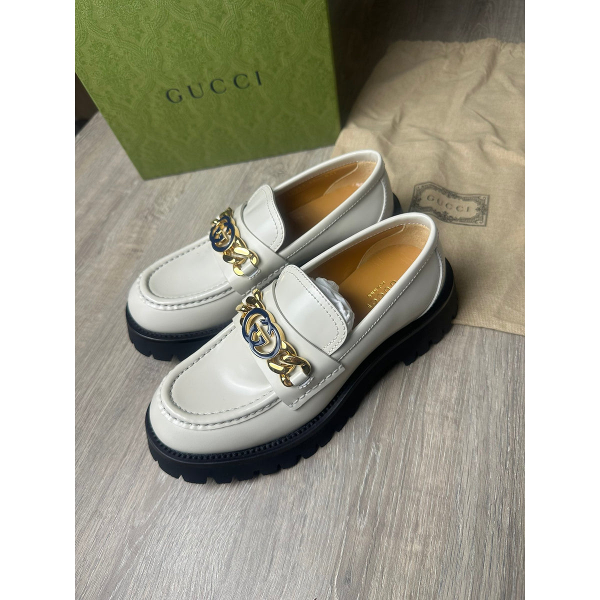 Gucci Mocassins en cuir Jordaan Blanc 37