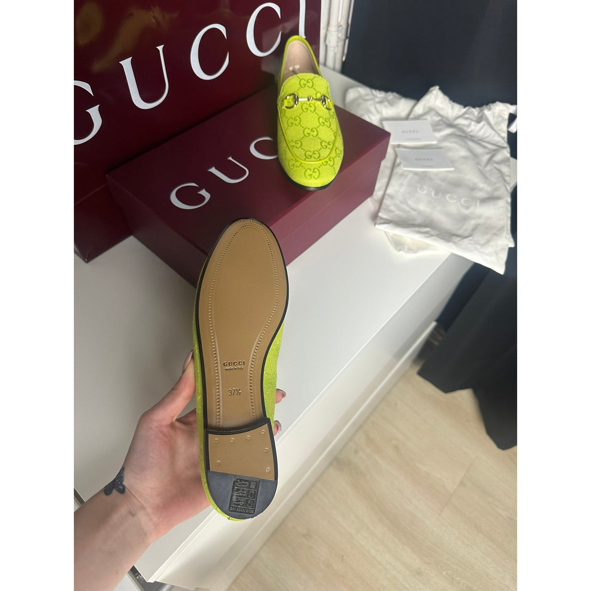 Gucci Mocassins en toile Jordaan Vert 37.5