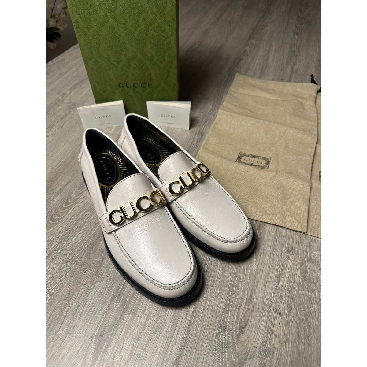 Gucci Mocassins en cuir Jordaan Blanc 8