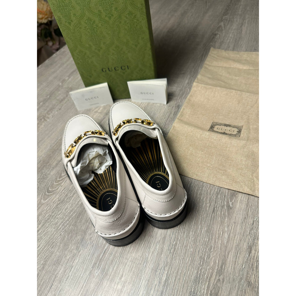 Gucci Mocassins en cuir Jordaan Blanc 8