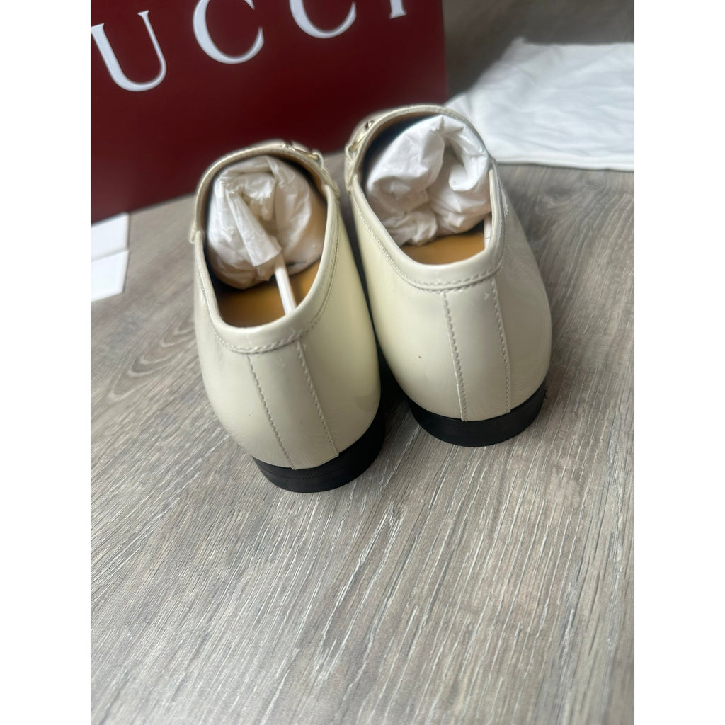 Gucci Mocassins en cuir verni Jordaan Blanc 37