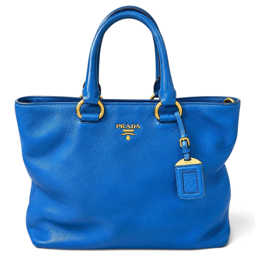 Prada Sac à main en cuir Light Frame Bleu Largeur 36 cm, Hauteur 34 cm, Profondeur 12,5 cm