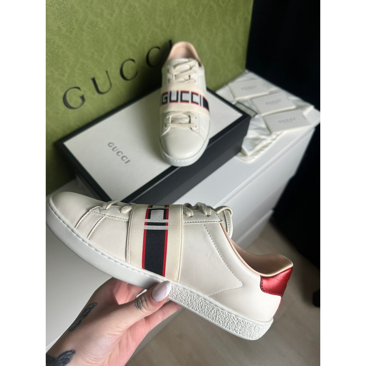 Gucci Baskets en cuir Ace Blanc 36.5