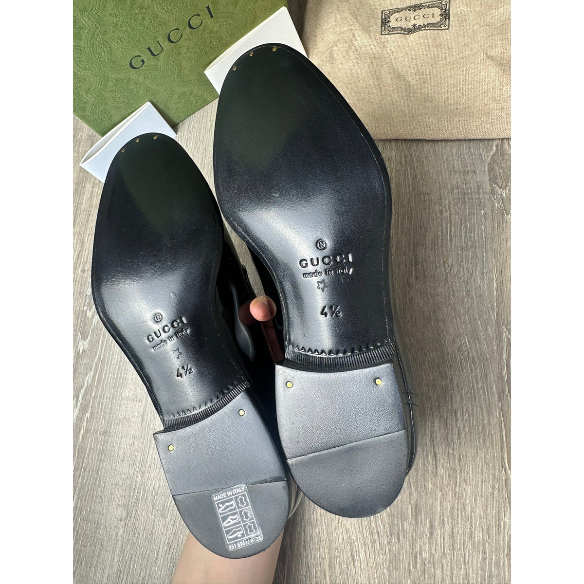 Gucci Mocassins en cuir verni Jordaan Noir 37.5