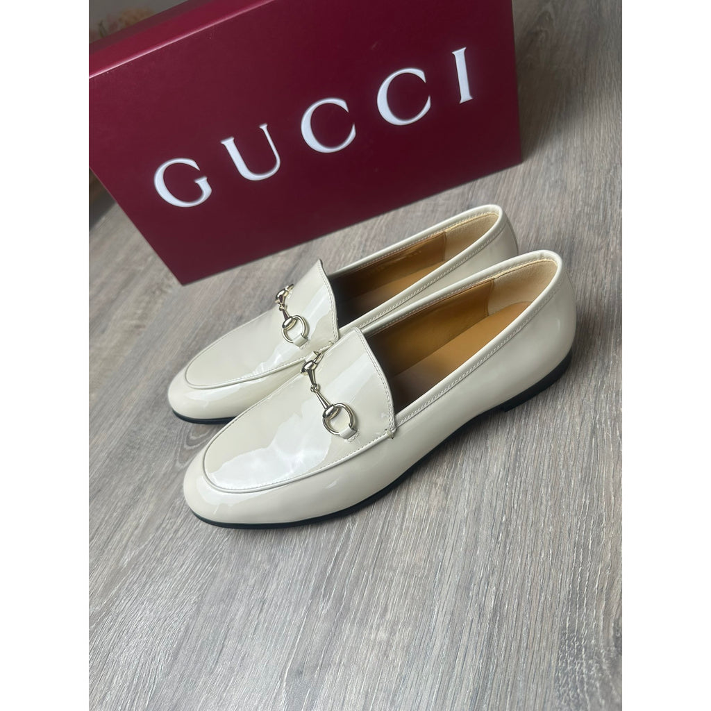 Gucci Mocassins en cuir verni Jordaan Blanc 40.5
