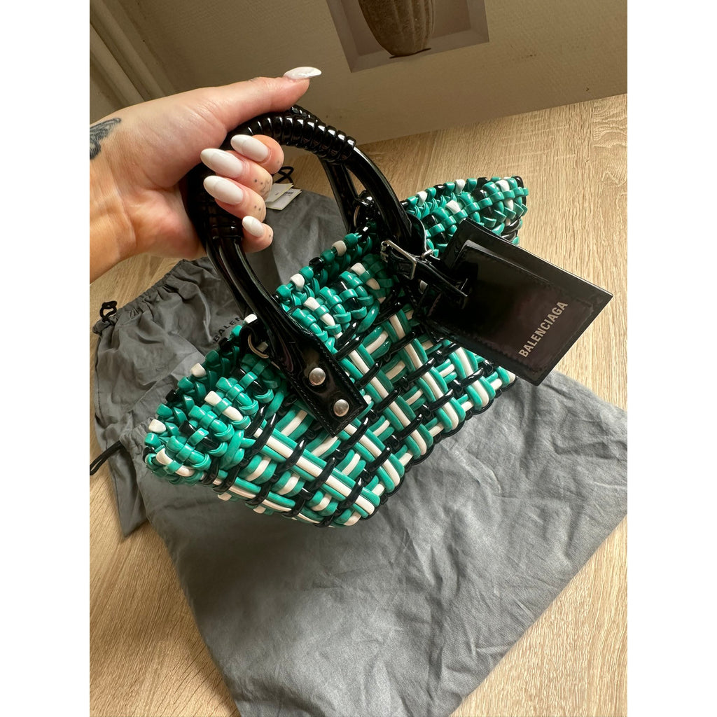 Balenciaga Cabas en cuir Bistro Panier Bleu Largeur 28 cm, Hauteur 15 cm, Profondeur 6 cm