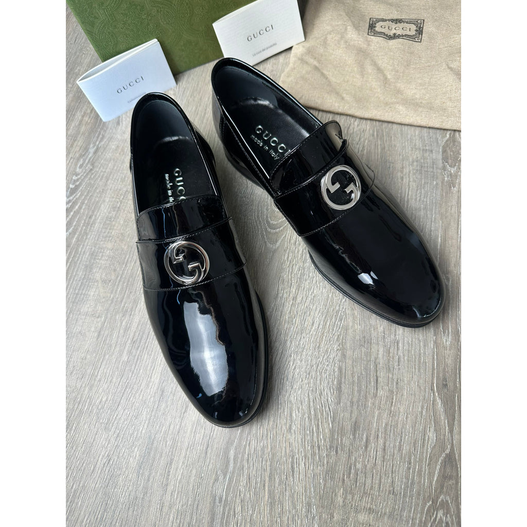 Gucci Mocassins en cuir verni Jordaan Noir 37.5