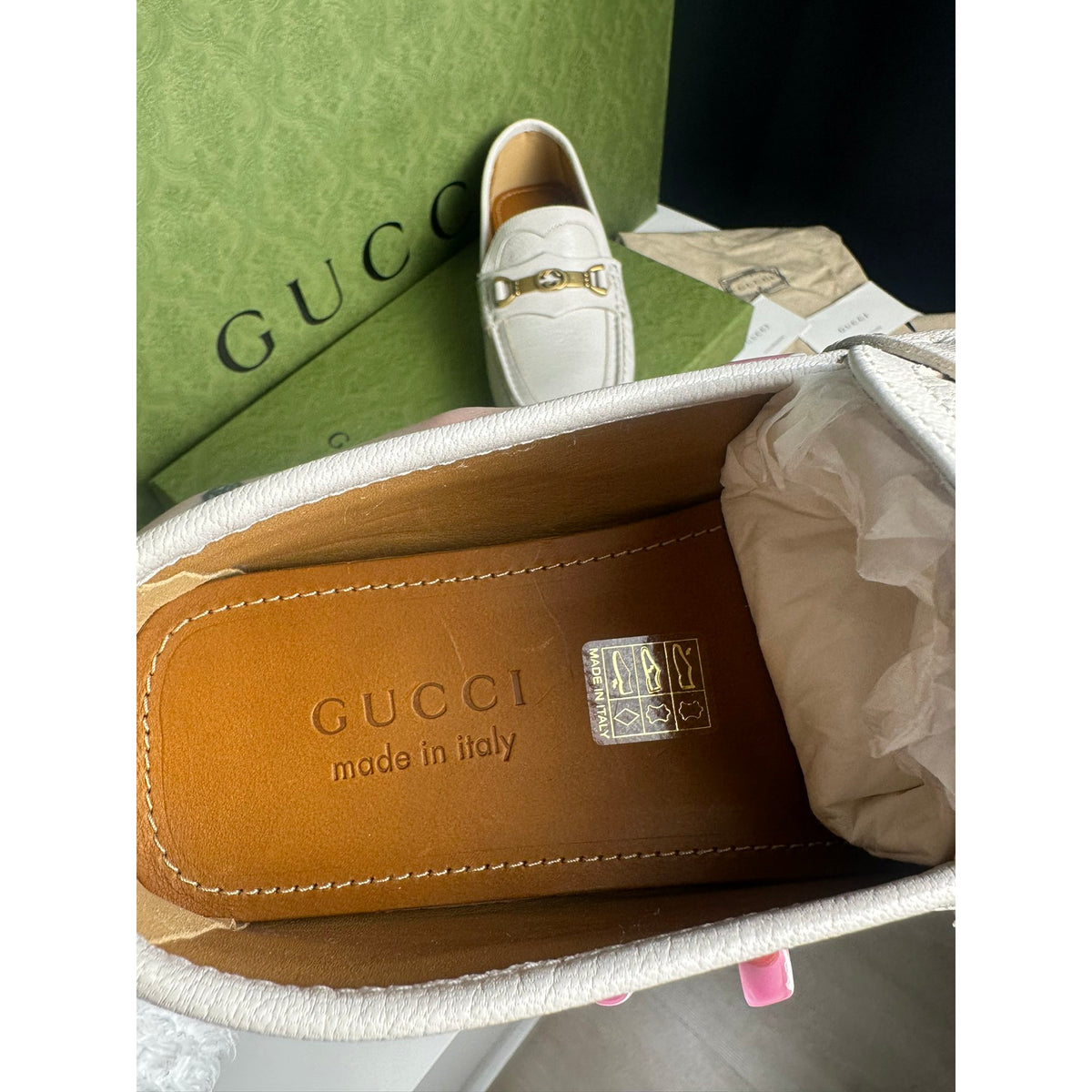 Gucci Mocassins en cuir Jordaan Beige 7.5