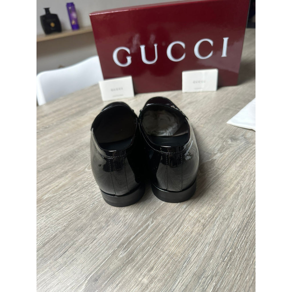 Gucci Mocassins en cuir verni Jordaan Noir 6.5