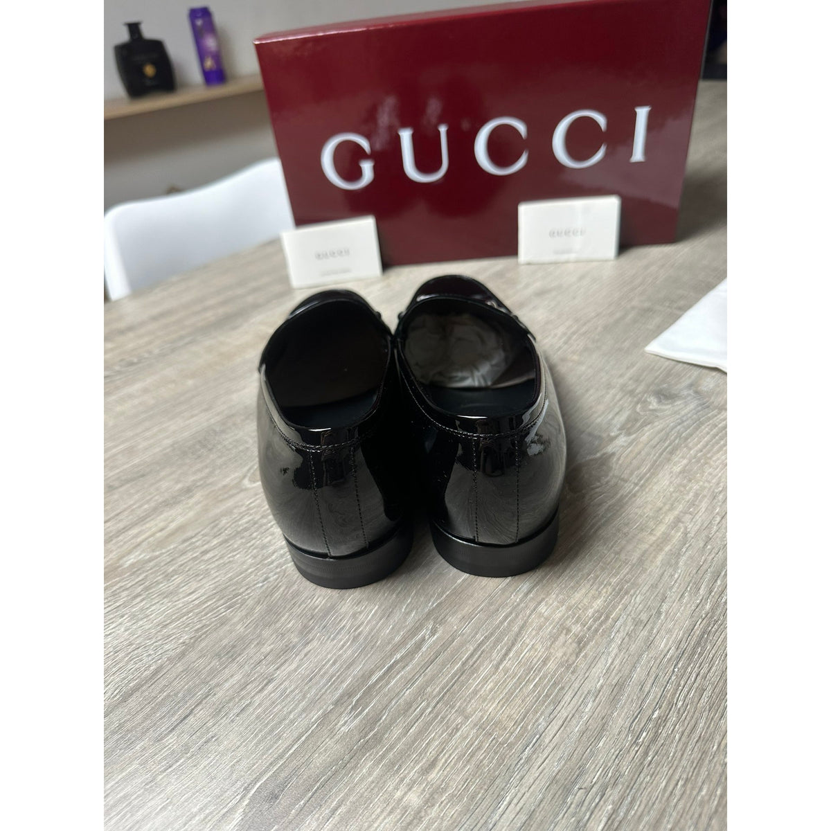 Gucci Mocassins en cuir verni Jordaan Noir 6.5