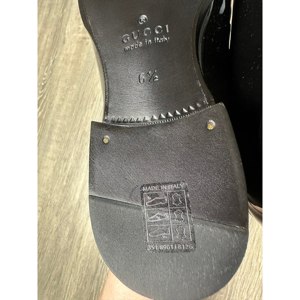 Gucci Mocassins en cuir verni Jordaan Noir 6.5