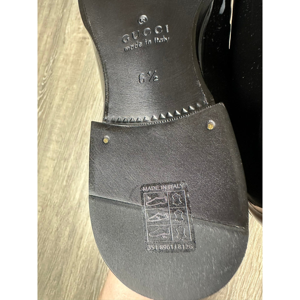 Gucci Mocassins en cuir verni Jordaan Noir 6.5