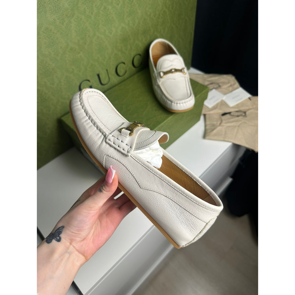 Gucci Mocassins en cuir Jordaan Beige 7.5