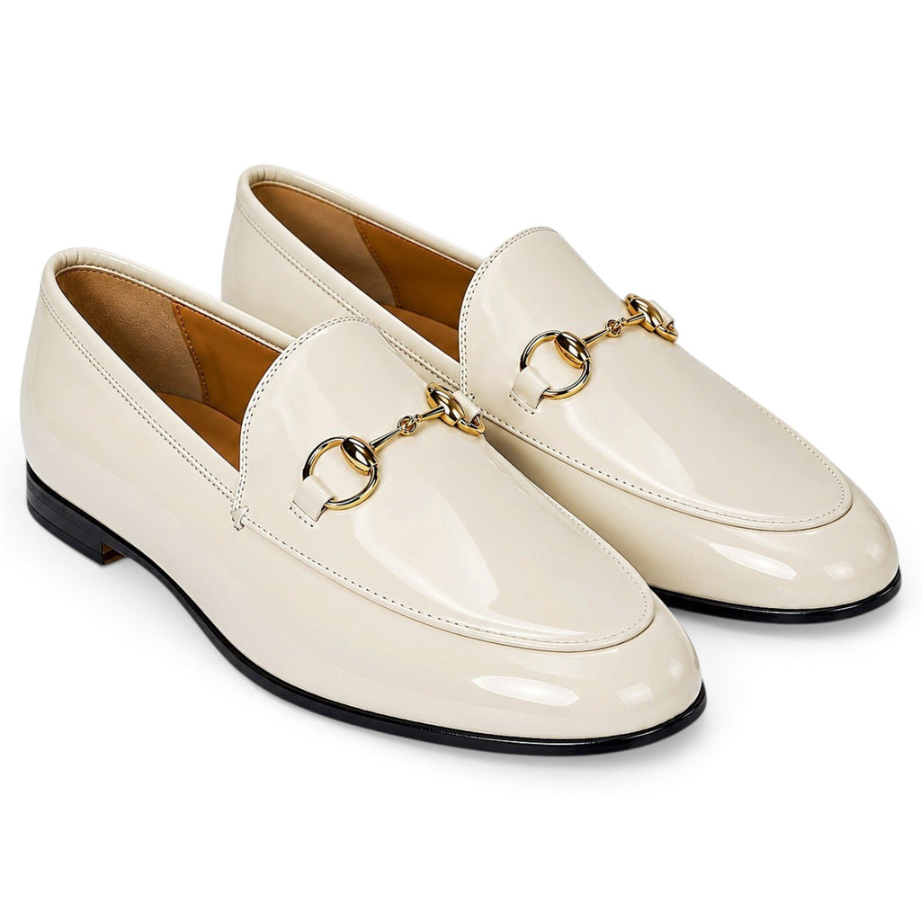 Gucci Mocassins en cuir verni Jordaan Blanc 40.5