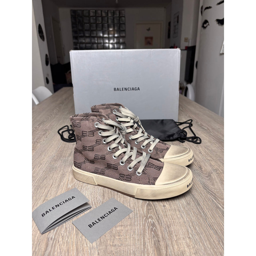 Balenciaga Baskets en toile Paris Marron 38