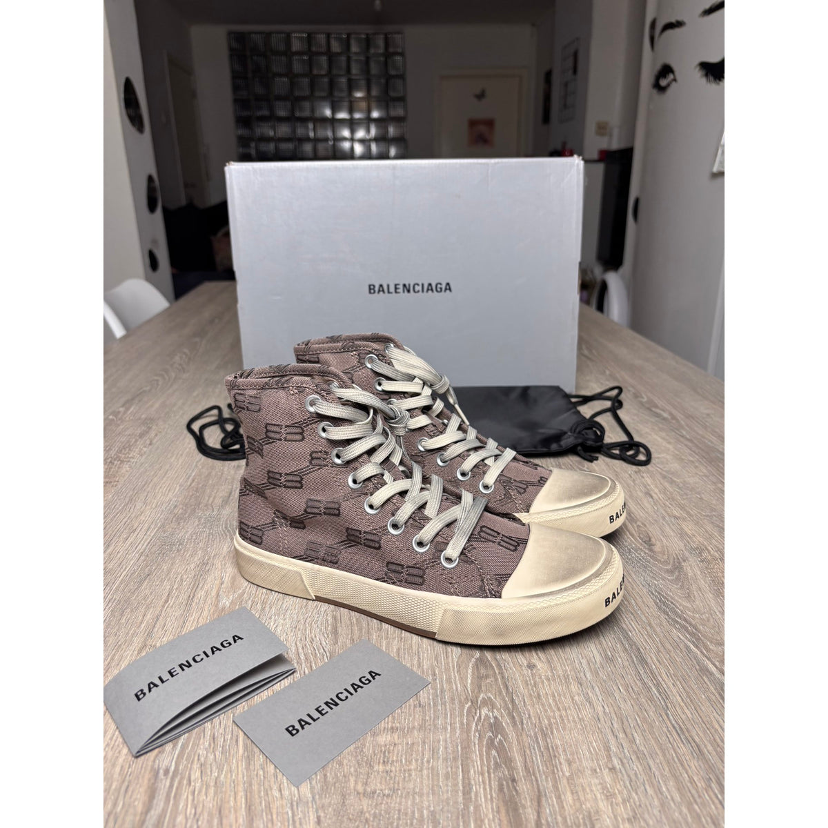 Balenciaga Baskets en toile Paris Marron 38