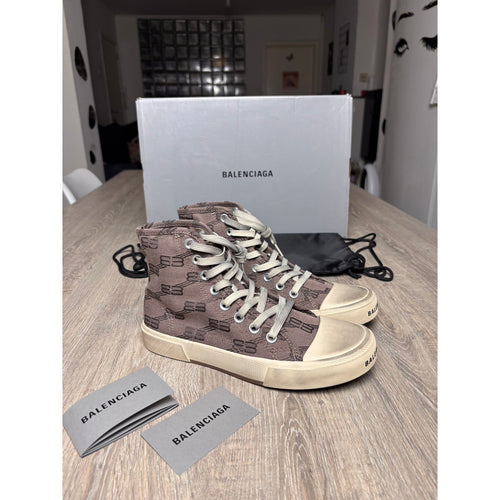 Balenciaga Baskets en toile Paris Marron 38