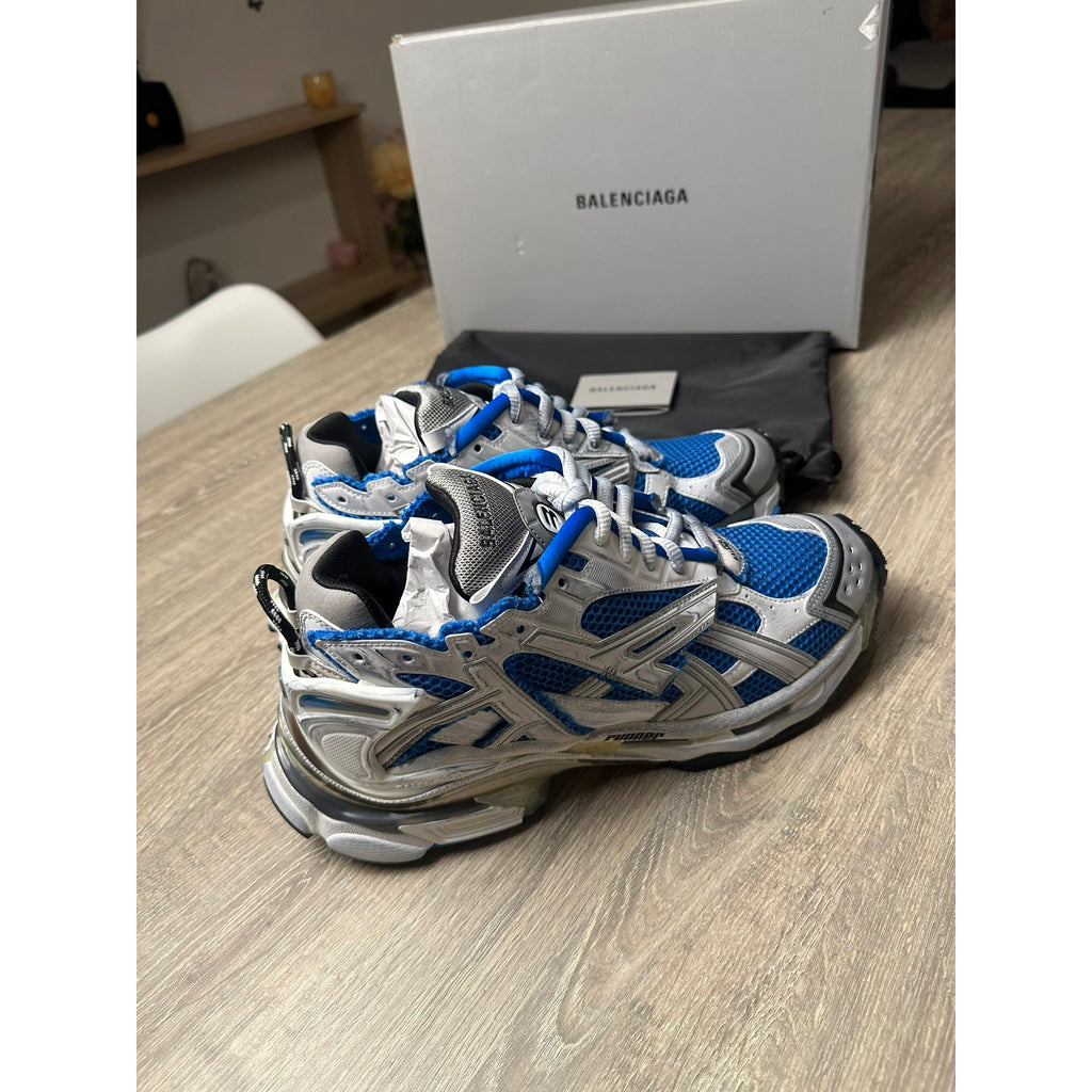 Balenciaga Baskets en cuir Runner Bleu 44