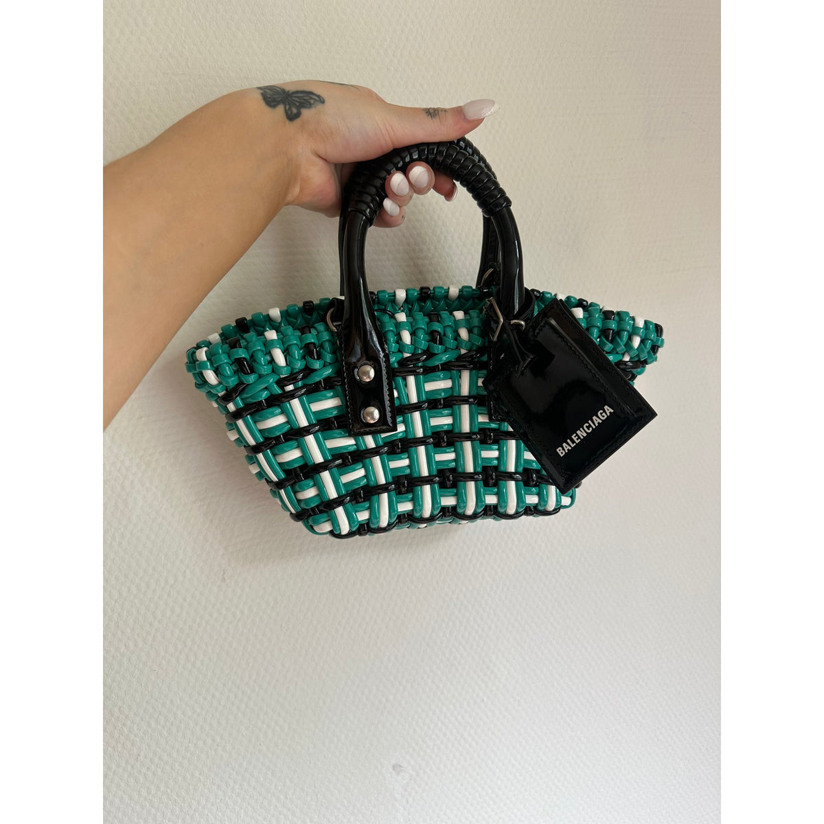 Balenciaga Cabas en cuir Bistro Panier Bleu Largeur 28 cm, Hauteur 15 cm, Profondeur 6 cm