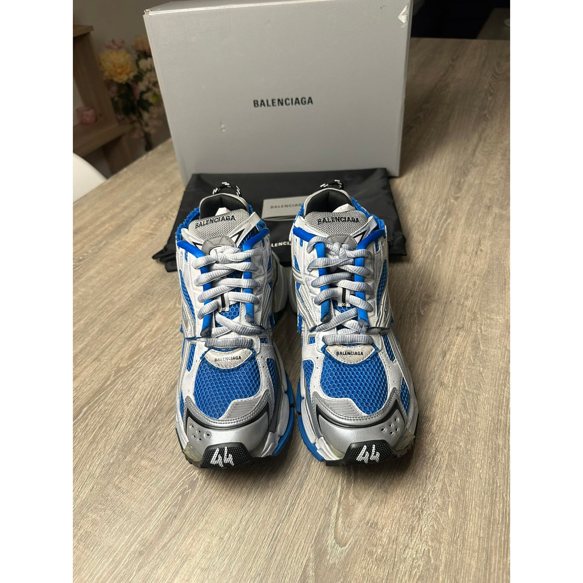Balenciaga Baskets en cuir Runner Bleu 44