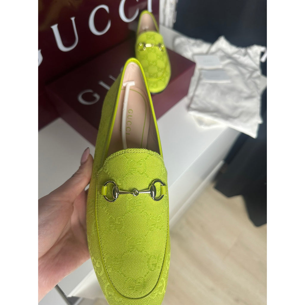 Gucci Mocassins en toile Jordaan Vert 37.5