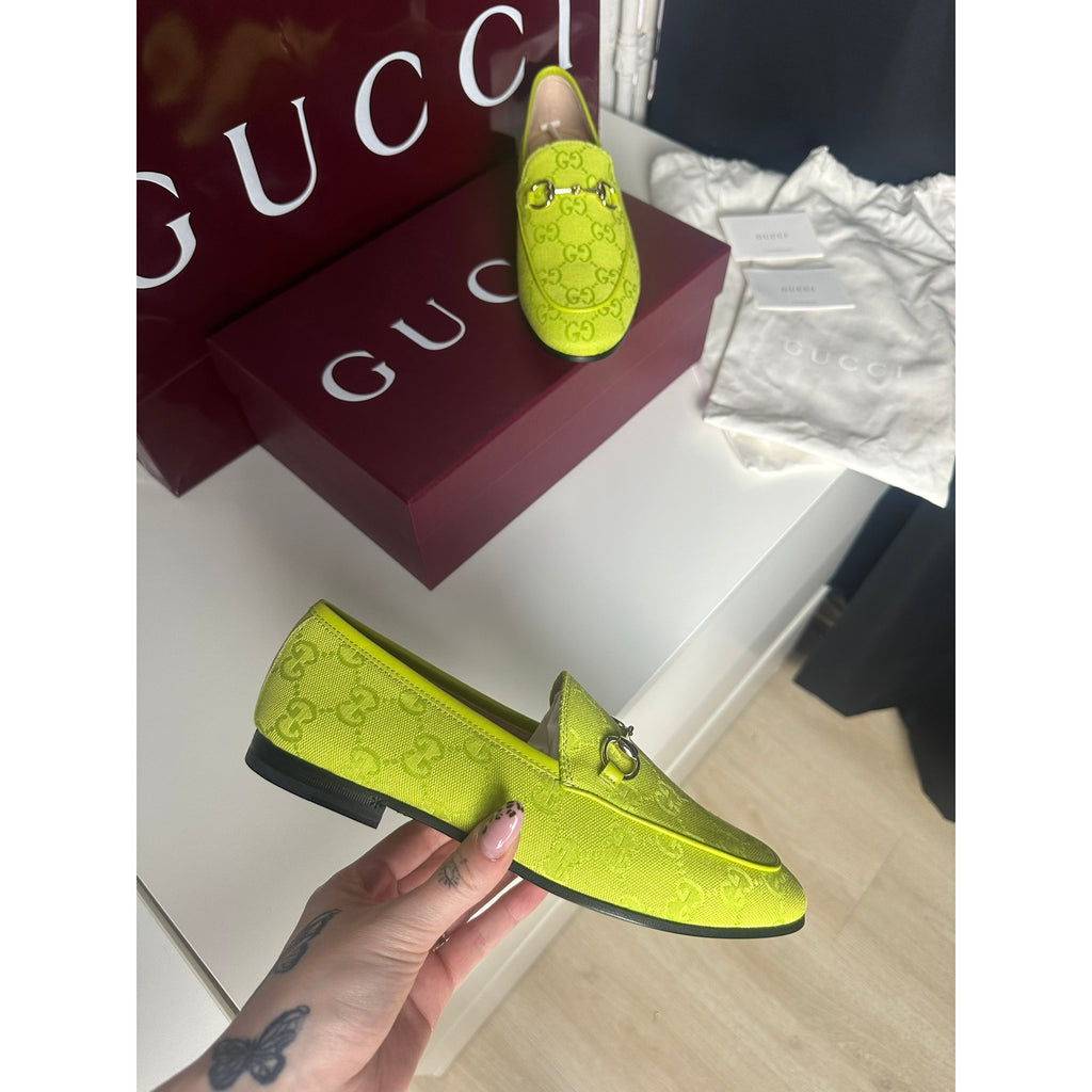 Gucci Mocassins en toile Jordaan Vert 37.5