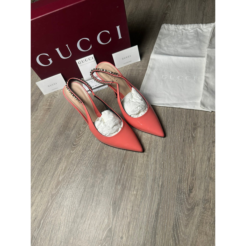 Gucci Escarpins en cuir verni Gucci Signoria Rose 38