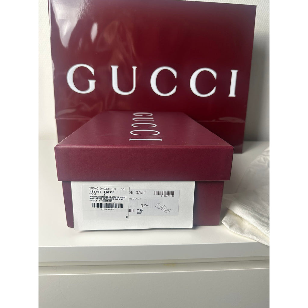 Gucci Mocassins en toile Jordaan Vert 37.5